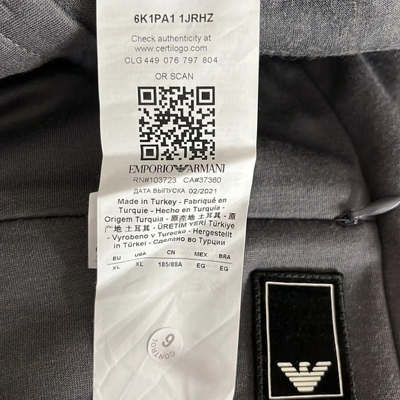 Emporio Armani Drawstring Waist Casual Pants in Gray - NWOT - Size XL - Picture 8 of 9